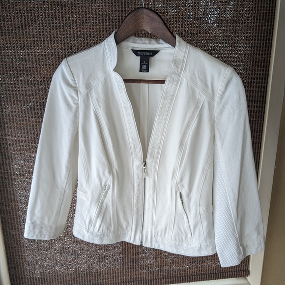White House Black Market Jacket / Blazer Size 8 White in color - Picture 3 of 15